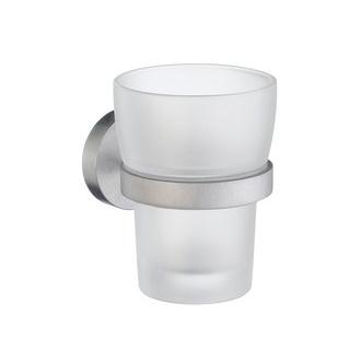 Smedbo HS343 Wall Mounted Frosted Glass Tumbler with Brushed Chrome Holder from the Home Collection